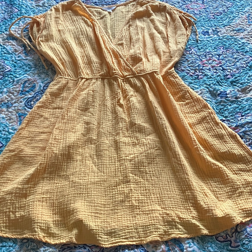 Time and Tru Light Yellow Midi Dress